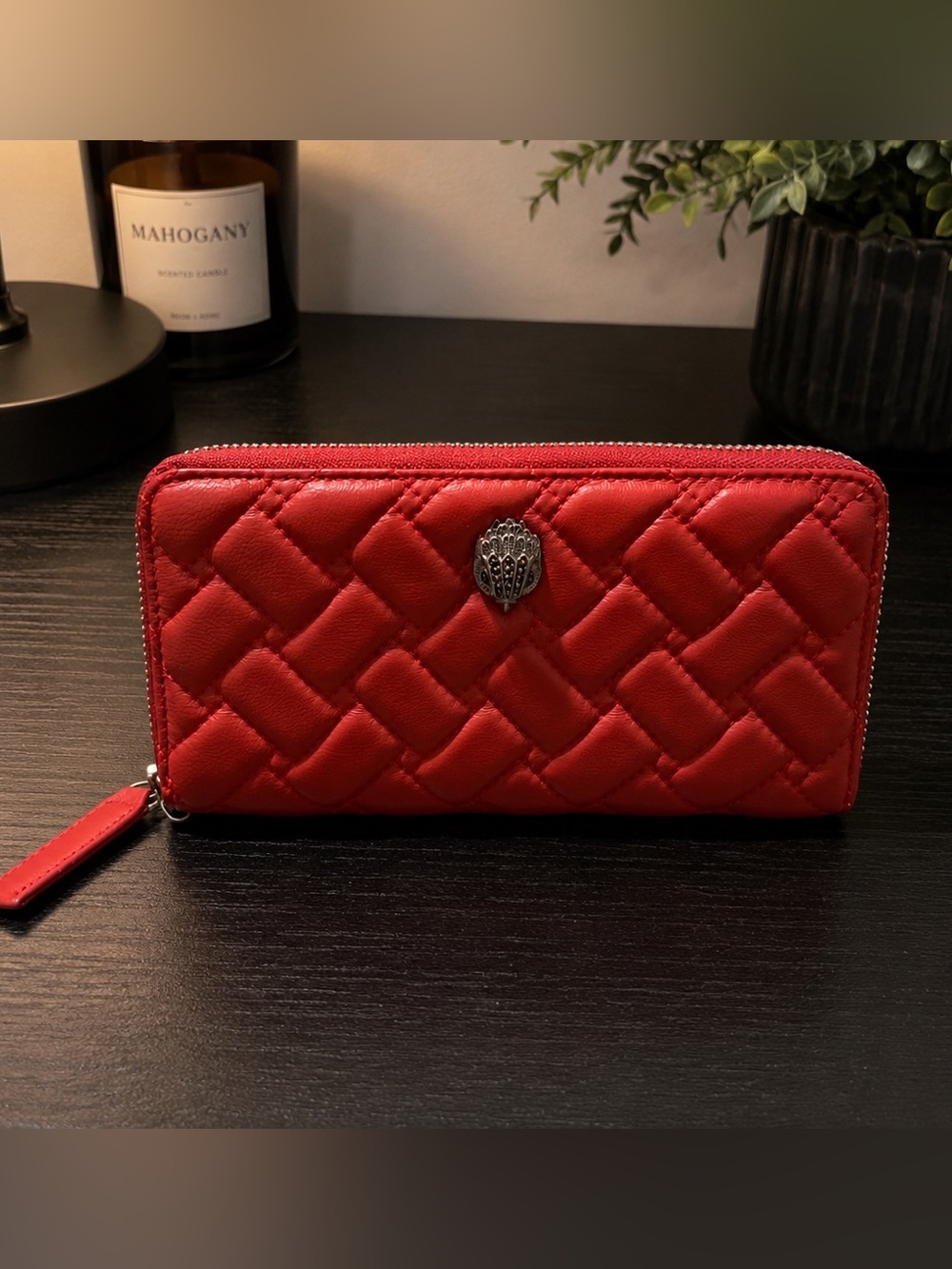 Kurt Geiger London Red Kensington Zip Around Quilted Wallet, Red